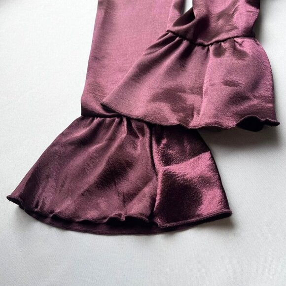 NWT FREE PEOPLE INTIMATELY CHASING LOVE PURPLE SATIN RUFFLE 2 PIECES  SLEEPWEAR - Picture 9 of 16